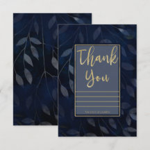 Dark Blue Gold Botanical Blätter Modern Vielen Dan