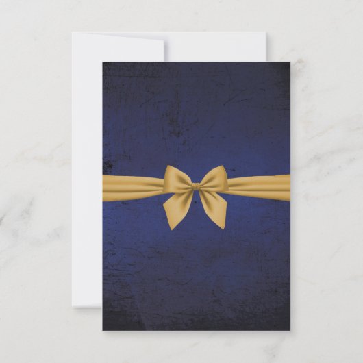 Dark Blue Gold Bow RSVP Karte (Rückseite)