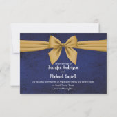 Dark Blue Gold Bow Save The Date (Rückseite)