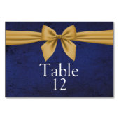 Dark Blue Gold Bow Tischnummer (Vorderseite)