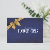 Dark Blue Gold Bow wirst du mein Blumenmädchen sei (Stehend Vorderseite)