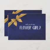 Dark Blue Gold Bow wirst du mein Blumenmädchen sei (Vorne/Hinten)