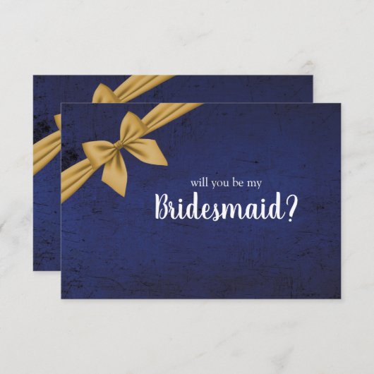 Dark Blue Gold Bow wirst du meine Bridesmaid sein (Vorne/Hinten)