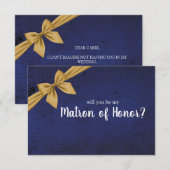 Dark Blue Gold Bow wirst du meine Ehrenmatrone sei (Vorne/Hinten)