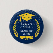 Dark Blue & Gold Class of 2026 Graduation Button (Vorderseite)
