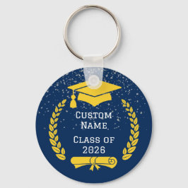 Dark Blue & Gold Class of 2026 Graduation Keychain Schlüsselanhänger