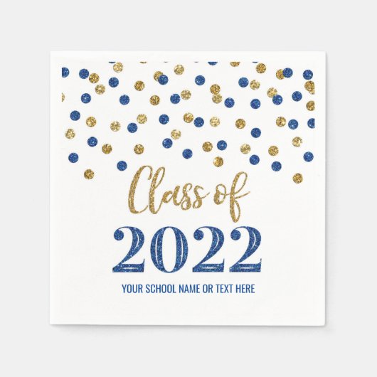 Dark Blue Gold Confetti Class 2022 Serviette (Vorderseite)