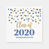 Dark Blue Gold Confetti Class of 2020 Abschluss Serviette (Vorderseite)