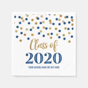Dark Blue Gold Confetti Class of 2020 Abschluss Serviette