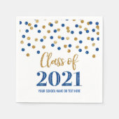 Dark Blue Gold Confetti Class of 2021 Abschluss Serviette (Vorderseite)