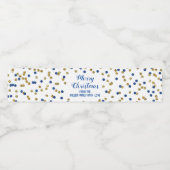 Dark Blue Gold Confetti Custom Frohe Weihnachten Wasserflaschenetikett (Einzelnes Label)