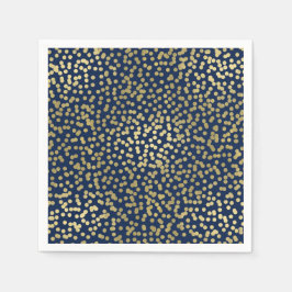 Dark Blue & Gold Dots Confetti Elegantes Glam Serviette