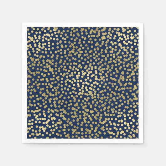 Dark Blue & Gold Dots Confetti Elegantes Glam Serviette (Vorderseite)