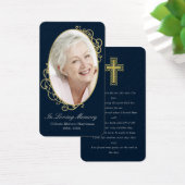 Dark Blue Gold Foto Beerdigungskarte (Schreibtisch)