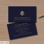 Dark Blue Gold Geometric Logo Visitenkarte