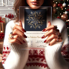 Dark Blue & Gold Midnight Sparkle Stars New Year Acryleinladungen