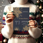 Dark Blue & Gold Midnight Sparkle Stars New Year Einladung