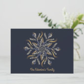 Dark Blue & Gold Midnight Sparkle Stars New Year Karte (Stehend Vorderseite)