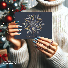 Dark Blue & Gold Midnight Sparkle Stars New Year Karte