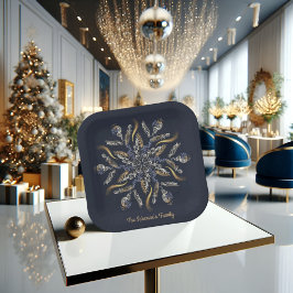 Dark Blue & Gold Midnight Sparkle Stars New Year Pappteller