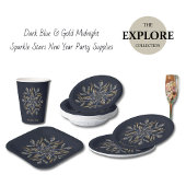 Dark Blue & Gold Midnight Sparkle Stars New Year Pappteller