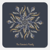 Dark Blue & Gold Midnight Sparkle Stars New Year Quadratischer Aufkleber (Vorderseite)