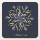 Dark Blue & Gold Midnight Sparkle Stars New Year Rechteckiger Pappuntersetzer (Vorderseite)