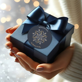 Dark Blue & Gold Midnight Sparkle Stars New Year Runder Aufkleber