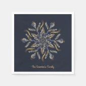 Dark Blue & Gold Midnight Sparkle Stars New Year Serviette (Vorderseite)