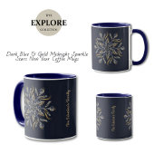 Dark Blue & Gold Midnight Sparkle Stars New Year Tasse
