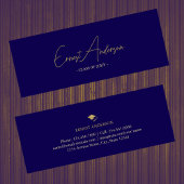 Dark Blue Gold Moderne Elegante Abschluss Name Car Mini Visitenkarte