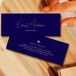 Dark Blue Gold Moderne Elegante Abschluss Name Car Mini Visitenkarte