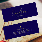 Dark Blue Gold Moderne Elegante Abschluss Name Car Mini Visitenkarte