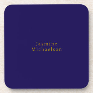 Dark Blue & Gold Niedlicher Minimalistischer Name Getränkeuntersetzer