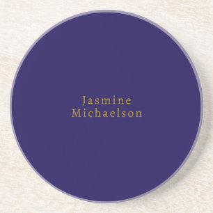 Dark Blue & Gold Niedlicher Minimalistischer Name Getränkeuntersetzer