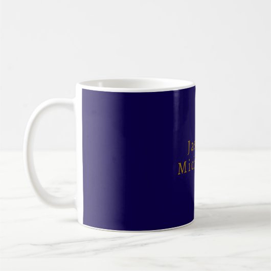 Dark Blue & Gold Niedlicher Minimalistischer Name Kaffeetasse (Links)