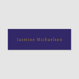 Dark Blue & Gold Niedlicher Minimalistischer Name Namensschild