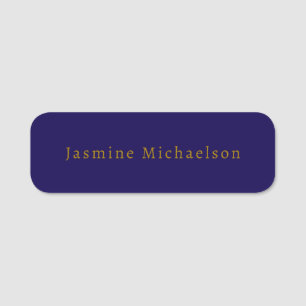 Dark Blue & Gold Niedlicher Minimalistischer Name Namensschild
