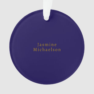 Dark Blue & Gold Niedlicher Minimalistischer Name Ornament