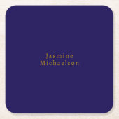 Dark Blue & Gold Niedlicher Minimalistischer Name Rechteckiger Pappuntersetzer (Vorderseite)