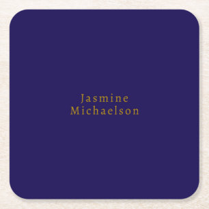 Dark Blue & Gold Niedlicher Minimalistischer Name Rechteckiger Pappuntersetzer