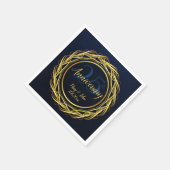 Dark Blue Gold Royal Jubiläum Luxus Design Serviette (Ecke)