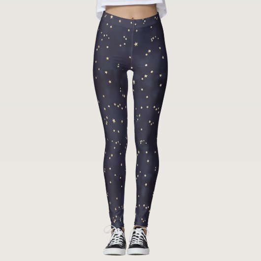 Dark Blue Gold Star Frauen Leggings (Vorderseite)