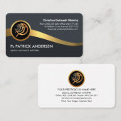 Dark Blue Gold Waves Pastoral Visitenkarte (Vorne/Hinten)