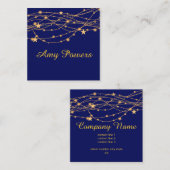 dark blue golden tones pattern with stars custom  quadratische visitenkarte (Vorne/Hinten)