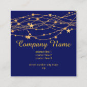dark blue golden tones pattern with stars custom  quadratische visitenkarte (Rückseite)