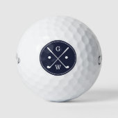 Dark Blue Golf Clubs Monogram Golfball (Vorderseite)