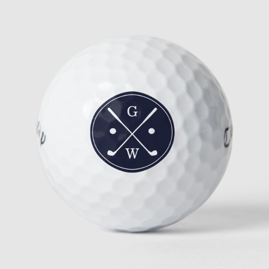 Dark Blue Golf Clubs Monogram Golfball (Vorderseite)