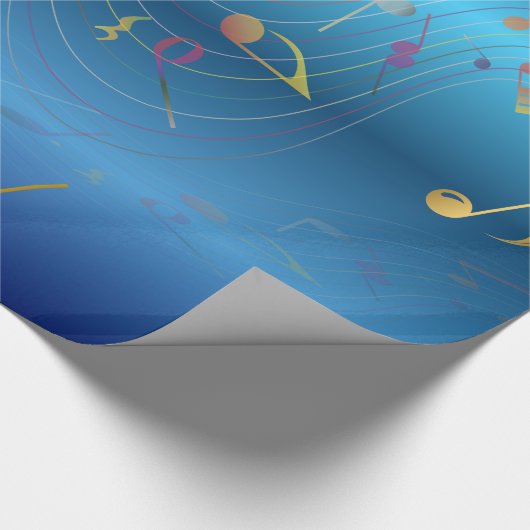 Dark Blue Gradient Elegant Music Notes Geschenkpapier (Ecke)
