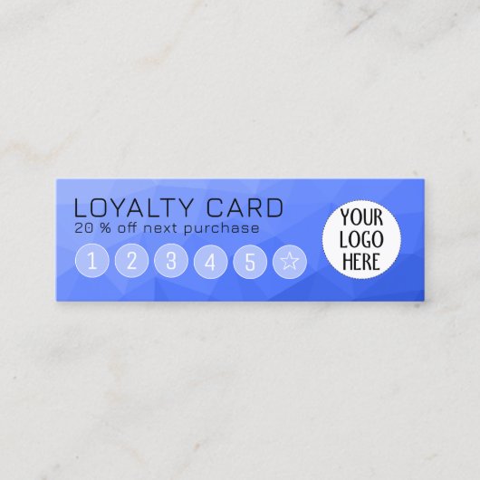 Dark Blue Gradient Geometric Mesh Custom Logo Treuekarte (Vorderseite)